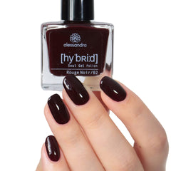 Alessandro Rouge Noir HYBRID Lak na nehty - Dark Red-Black - Perfektní nehty v pouhých 3 krocích, bez LED - vydrží až 10 dní! 8 ml
