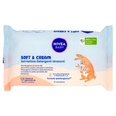 NIVEA Baby Moisturizing Cleansing Wipes Soft & Cream, 57 kusů, pro čistou, suchou a hydratovanou pokožku, dětské ubrousky s mandlovým mlékem a vitamíny B5, C a E