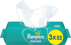 Pampers Fresh Clean Dětské ubrousky 81688041, 3x52 kusů, (dětské ubrousky, plastový sáček, dívka/chlapeček, tyrkysová, bílá, Německo, 896,7 g)