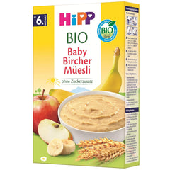 HiPP Bio Baby Bircher Müsli (8 x 250 g), od 6 měsíců, bez přidaného cukru, extra jemné cereální vločky - lehce stravitelná snídaně v nejlepší bio kvalitě