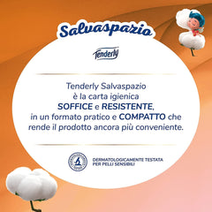 Economie de spațiu, 96 de role de hârtie igienică, 2 straturi, 220 de lacrimi per rolă, Cu extracte naturale de malva și gălbenele, Fabricat în Italia, Testat dermatologic.