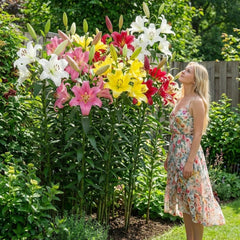 Giant Lily Bulbs Kolekce Hardy Tree - Odolné květinové cibule - Balení po 15 v 5 odrůdách a barvách - Holandská směs pro zahradní výsadbu (ne semena, neumělé)