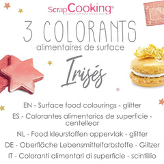 ScrapCooking, sada 3 potravinářských barviv, zlatá, růžovo-zlatá a rubínová, metalické odstíny, 3 x 5 gramů Naty Shop