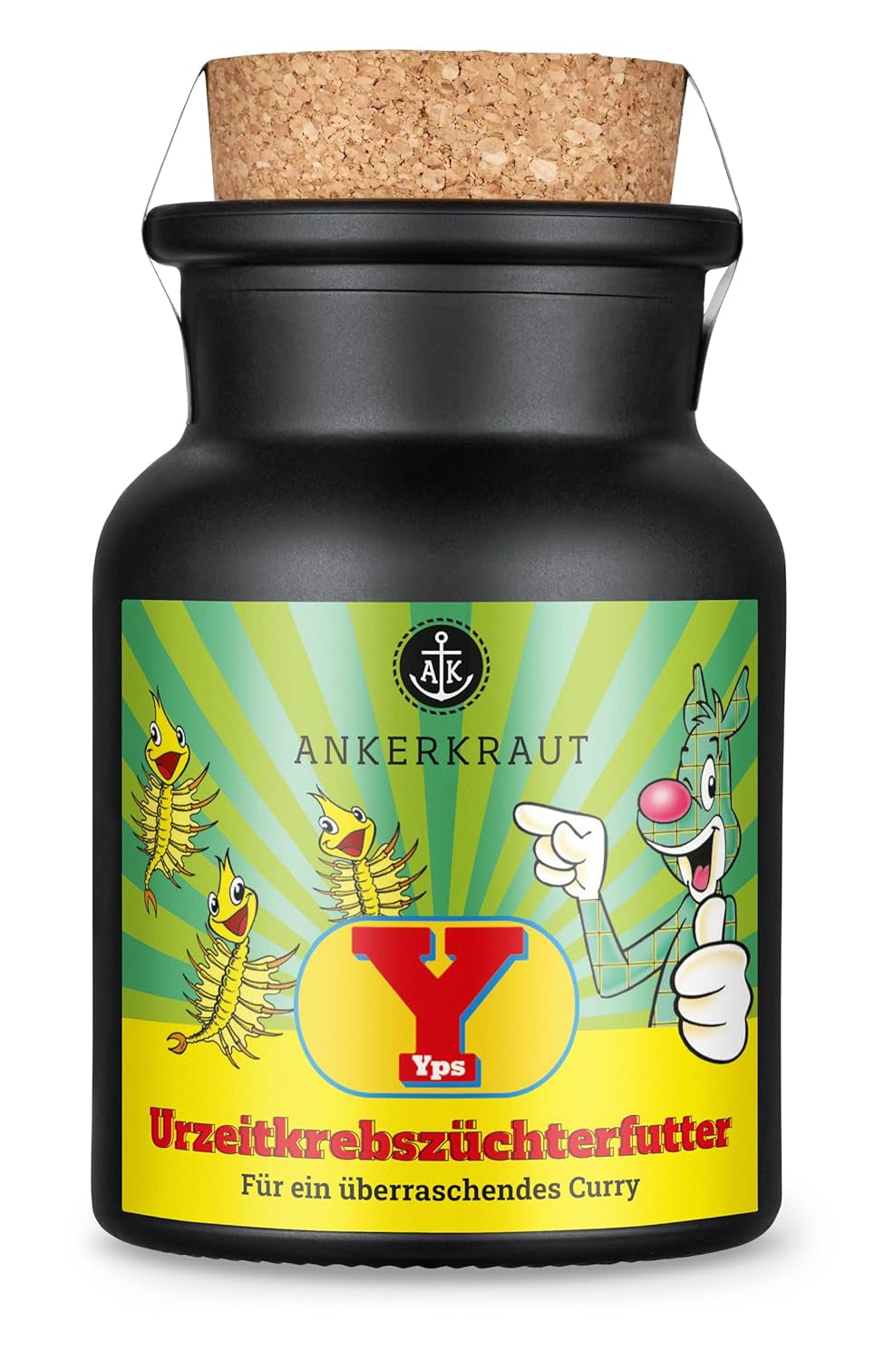 Ankerkraut x Yps Urzeitkrebszüchterfutter, Gewürzmischung für Reis, Gemüse und Snacks, mit Rote Beete, Kurkuma und Zwiebel, ohne Salz, 80 g im Korkenglas