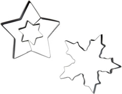 Set de forme pentru biscuiți Dr. Oetker Linzer Fulg de zăpadă și stea – 2 piese, perfecte pentru biscuiți de Crăciun, fabricate din oțel inoxidabil de înaltă calitate, rezistente la rugină, se pot spăla în mașina de spălat vase