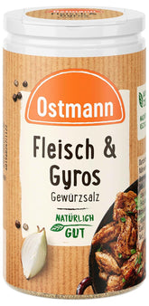 Ostmann Gewürze - Fleisch & Gyros Gewürzsalz | Pikantes Gewürz mit mediterraner Note für gegrilltes und gebratenes Fleisch | Mit praktischem Streuaufsatz | 50 g im Streuer