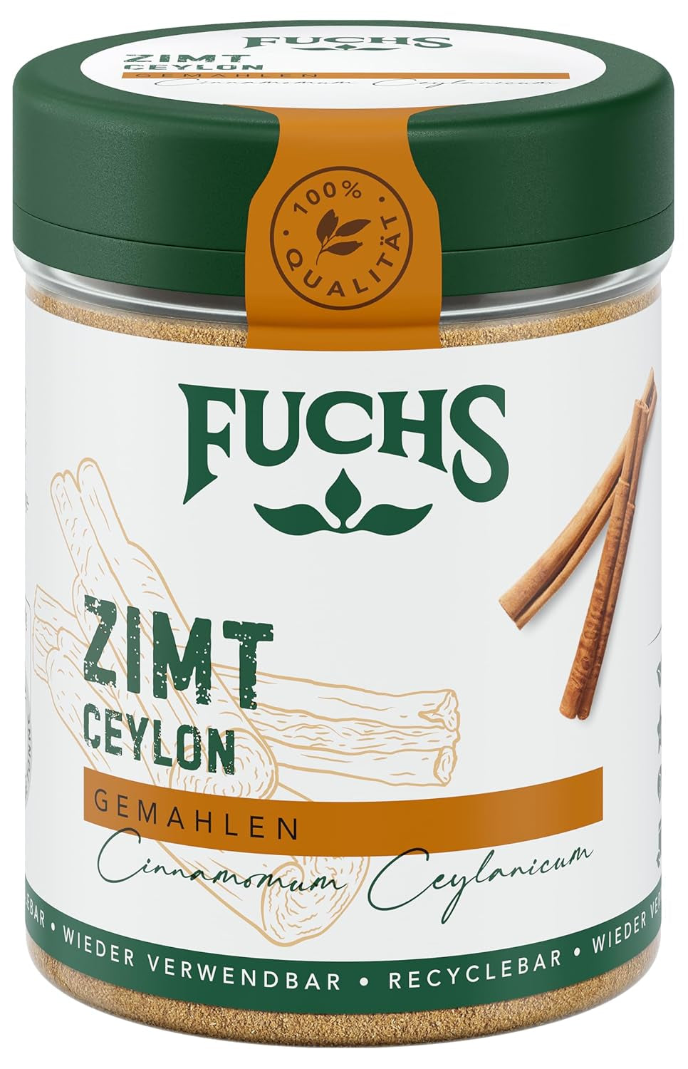 Fuchs Gewürze - Zimt Ceylon gemahlen | Aus natürliche Ingredient | 30 g v wiederverwendbarer, recyclebarer Streudose