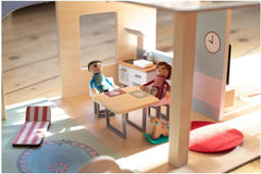 Eichhorn - Domeček pro panenky s příslušenstvím - Vč. nábytek a 3 figurky, Nesmontované, Vyrobeno ze dřeva, 25 kusů, 53X36X44 cm velké, Od TŘI let Domky pro panenky Naty Shop