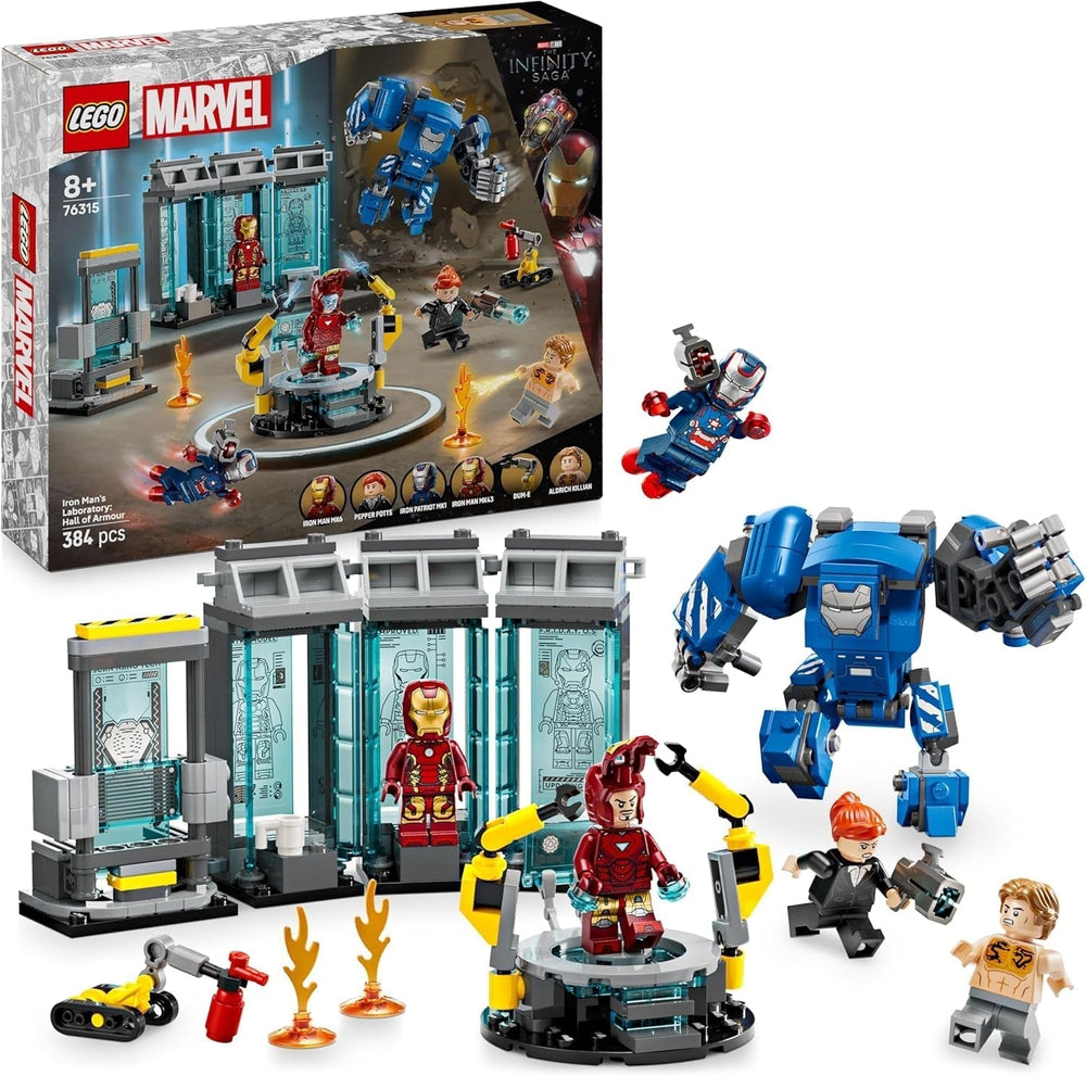 LEGO Marvel Iron Man's Laboratory: Hall of Armor – Hračka superhrdiny s figurkou Mecha, 5 minifigurek včetně Aldricha Killiana – Dárek Avengers pro chlapce a dívky od 8 let 76315 Stavebnice Beuche den LEGO-Store Výchozí název
