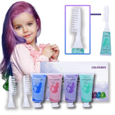 Cretă de păr COLAYERIST 4 culori, cretă de păr pentru fete și adulți, set de vopsea de păr temporară pentru copii, cretă de păr pentru copii lavabilă non-toxică, cadouri fete 6 7 8 9 10 11 12 13 ani Vopsea pentru par Naty Shop Verde+albastru+roz+violet
