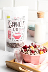 DIET-FOOD Keto Granola Mit Himbeere Low Carb Und Fettarm Glutenfreies Granola Frühstücksmüsli Non-Gmo Snack Ohne Zuckerzusatz 200G 1Er Pack Cereale Naty Shop
