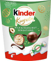 Kinder Milk & Hazelnut Sensations koule 90g - Kuličky z mléčné čokolády se smetanovou mléčnou náplní a kousky lískových oříšků - Velikonoční čokoláda, velikonoční cukroví - Velikonoční dárek a suvenýr