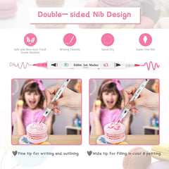 Pixuri de colorat alimentar pentru copt, pix de colorat alimentar pentru ouă de Paște, pixuri de colorat fondant, 12 markere cu punct fin, alimente, scriitor pentru fursecuri, prăjituri, fondant, deserturi, pix comestibil de scris