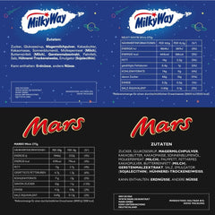 Mini čokoládové míchané balení, 71 mini čokoládových snacků (Mars, Snickers, Bounty, Twix, Milky Way) ve formě sladkostí, ideální pro večer amerického fotbalu (1400 g)
