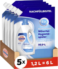 Sagrotan Prací prostředek pro hygienu prádla Sky Fresh Refill - dezinfekční účinek, pro hygienicky čisté a svěží prádlo Prací prostředky Naty Shop Set 5 x 1,2 litru