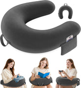 Pernă de gaming și citit, pernă de citit pentru stat pe pat/canapea/podea, pernă de hrănire/croșetat cu pernă de gaming mare și ergonomică, pernă de gamer pentru iPad/laptop - Negru
