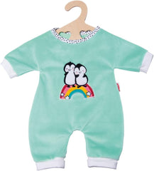 Heless 1181 - Salopă pentru păpușă cu design de pinguin cu buline, confecționată din velur moale cu broderie de înaltă calitate, mărimea 28 - 35 cm