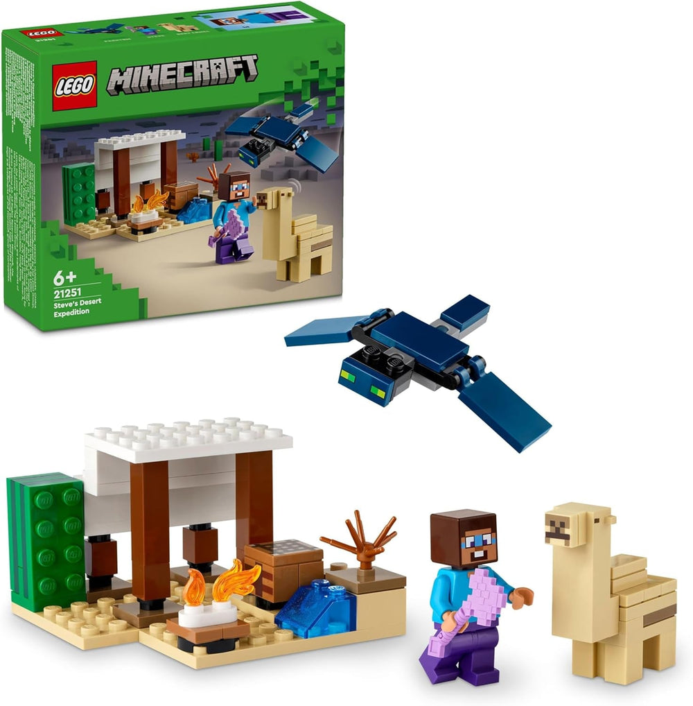 LEGO Minecraft Steve's Desert Expedition, sada videoher pro chlapce a dívky, Steve Biome, domeček, figurky a hračka velblouda, dárek pro hráče pro 6 let 21251 stavebnic Besuche den LEGO-Store Výchozí název