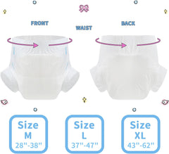 Plenky pro dospělé CutiePlusU, 10 balení jednorázové inkontinenční kalhotky s poutky pro ženy a muže, maximální savost přes noc – bílá (střední velikost 71-96 cm)