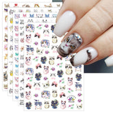 JMEOWIO Nagelsticker Tierische 8 Blatt Nail Art Sticker Selbstklebend Nagelaufkleber Katze Niedlich Dekoration Nageldesign Zubehör