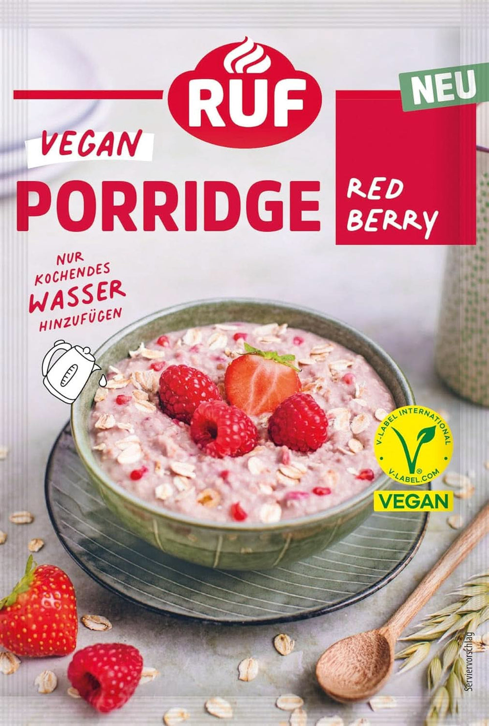 RUF Vegan Kaše Red Berry Oats, Kaše s jahodami a malinami, 60 gramů Cereálie Naty Shop