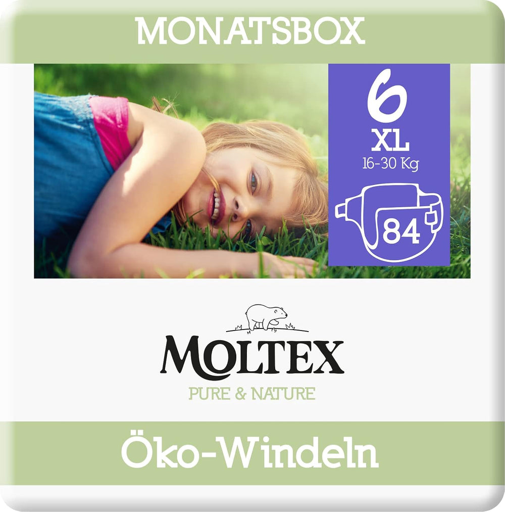 Organické plenky Pure & Nature Velikost 6 XL (17-28 kg) Měsíční box 84 Organické plenky