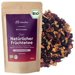 Ceai natural din fructe BIO vrac, fără arome, delicat și natural, cu fructe de cătină, fructe de soc și fructe de aronia, 200 g