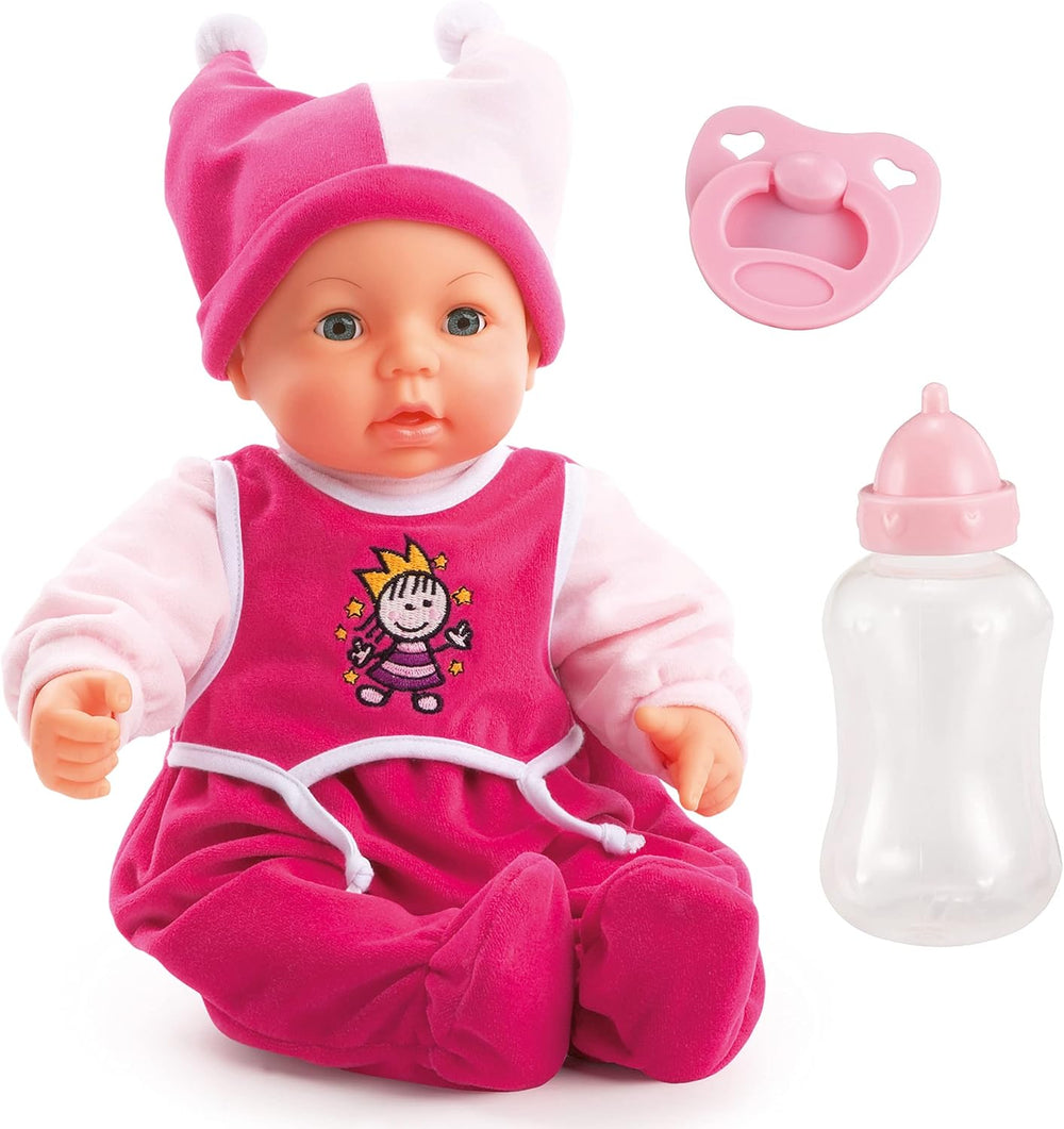 Funktionspuppe Hello Baby mit Geräuschen, bewegt den Mund, interaktive Puppe, Babypuppe, mit Zubehör, 46cm, rosa