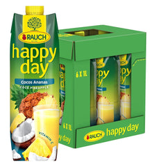 Rauch Happy Day Kokos-ananas | Výlet do Karibiku | Ananasová ovocná šťáva a kokosová voda | 6 x 1 litr, Tetra Prisma Nealkoholické nápoje Naty Shop