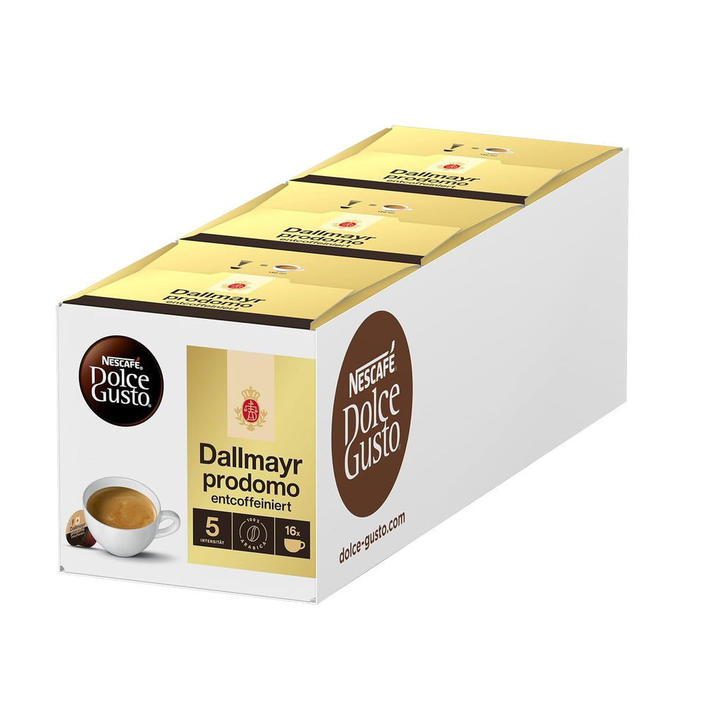 NESCAFÉ DOLCE GUSTO DALLMAYR prodomo entcoffeiniert Kaffeekapseln 3er Pack (3 x 16 Kapseln)