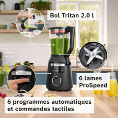 Vitapower Standmixer, Series 6, 1 800 W, 6 programů, Prospeed Klingen, Tritan™-Krug, Schwarz, MMB6652B Kitchen Naty Shop