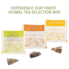 - Cutie cadou | Cutie cu selecție de ceaiuri din plante | 24 pliculețe - Filtru piramidal | 6 arome | Idei de cadouri pentru ea și pentru el