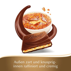 Bar Crème Brûlée Lindt Chocolate Creation | Crème Brûlée náplň s křupavým karamelem, přelitá tou nejjemnější mléčnou čokoládou | Čokoládová tyčinka | Čokoládový dárek, 150g