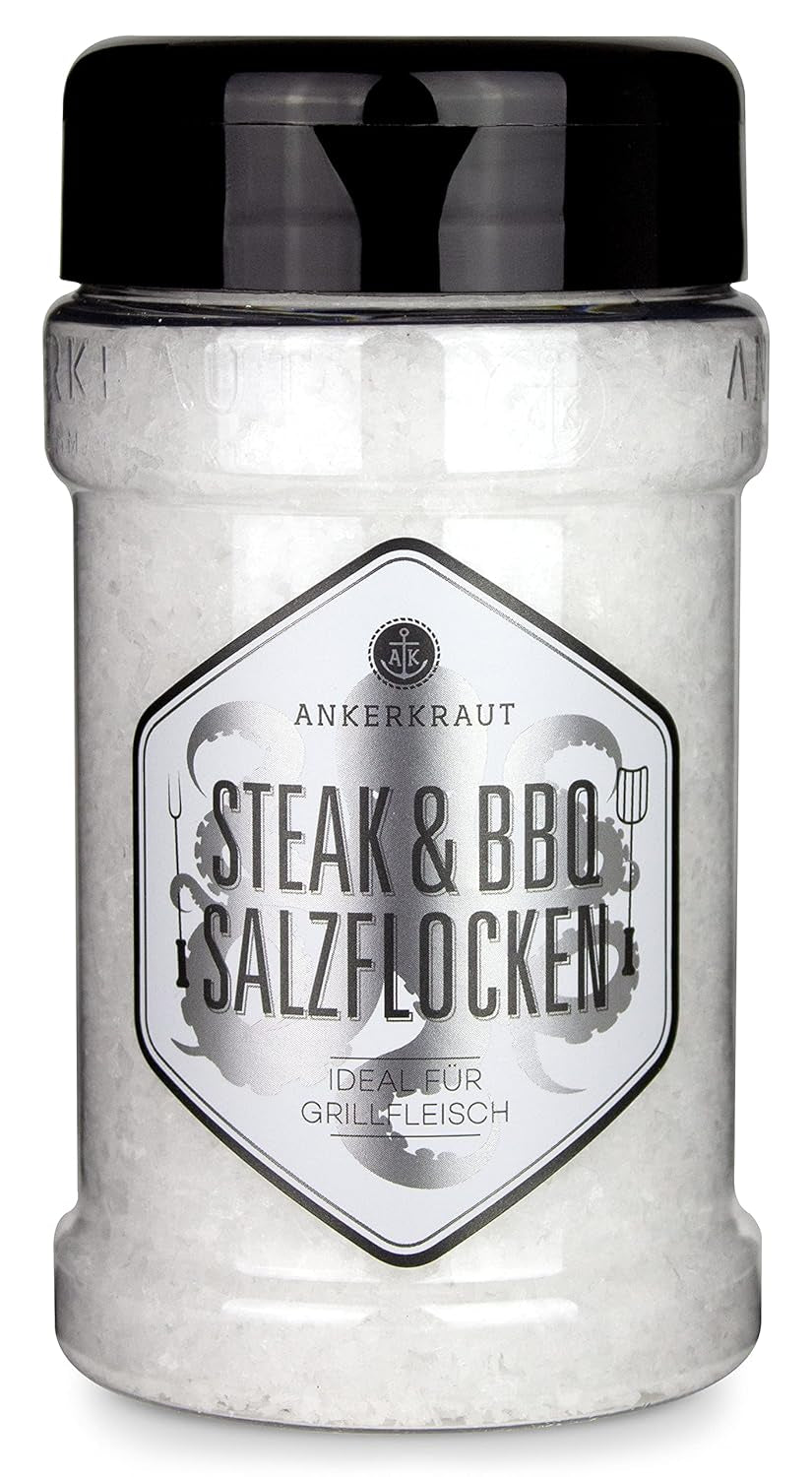 Ankerkraut Steak & BBQ Salzflocken, zum verfeinern von Steaks, Salaten or auch Süßspeisen, 190 g im Streuer