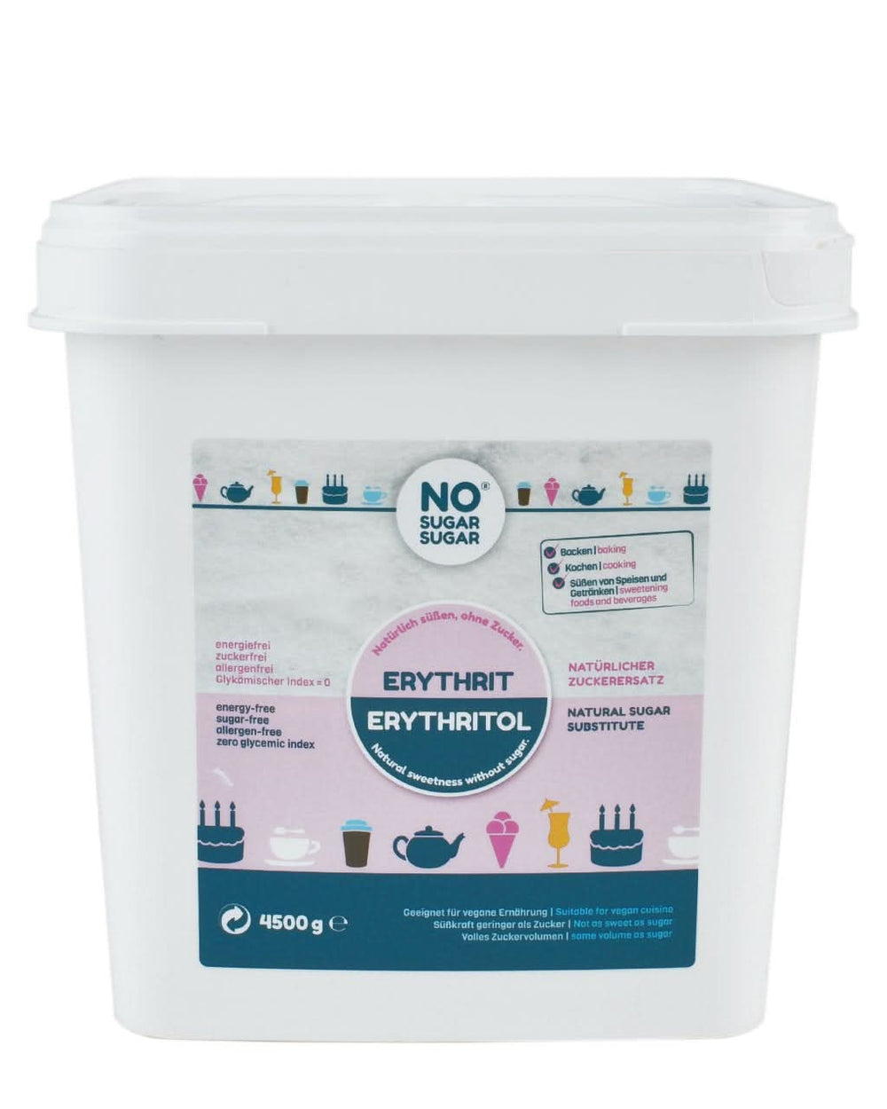 No Sugar, Erythritol natural fără calorii, utilizabil ca înlocuitor de zahăr, 4,5 Kg Indulcitori Naty Shop 4,5 Kg