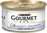 Hrană umedă Diamant pentru pisici adulte, fileuri cu carne de vițel, 24 de conserve a câte 85 g fiecare