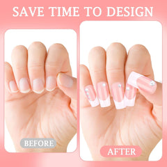 360 de bucăți de unghii adezive pentru unghii artificiale, cu cutie de depozitare și pilă de unghii (dreptunghiulară)