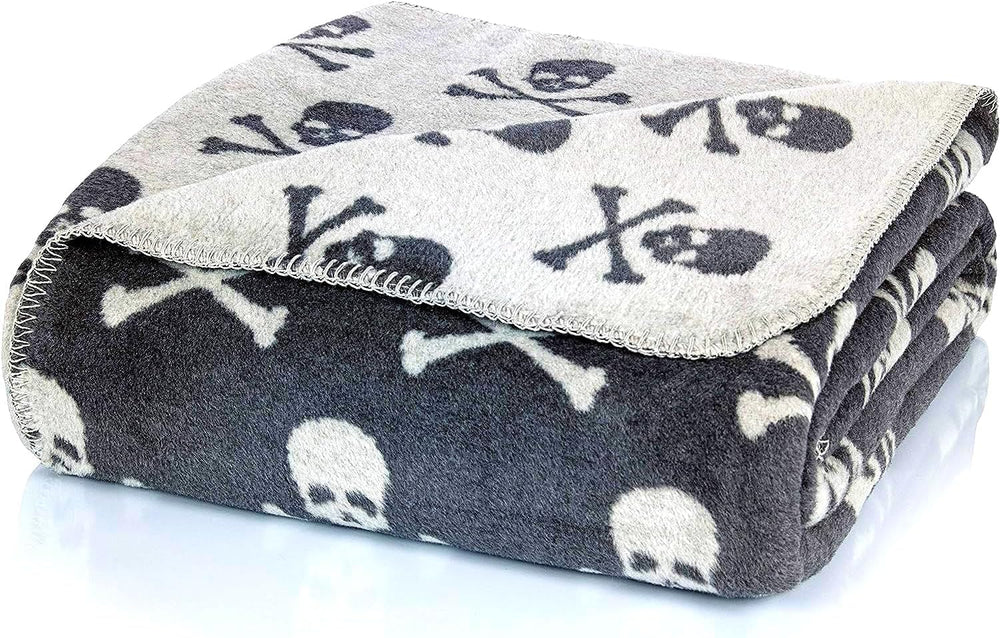 Glart plyšová deka Grey Skulls XL 150X200 Cm, měkká a hřejivá vlněná deka Extra Fluffy jako pohovka deka na pohovku, pohodlná deka do obývacího pokoje, plyš na pohovku Throw Beds and Deky Glart Výchozí název