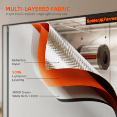 Pěstební stan Spider Farmer Pro 70x140x200cm s rolovacími dveřmi, pozorovacím oknem, odnímatelným podlahovým panelem, tkanina Mylar 2000D, pro vnitřní hydroponii s SF4000, G4500, SE4500