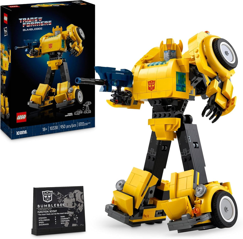 LEGO Icons Transformers Čmelák, Dospělý sběratelský robot akční figurka, Filmová stavebnice pro fanoušky sci-fi, Lze přeměnit na auto, Dobrodružná hračka 10338 Stavebnice Besuche den LEGO-Store Výchozí název