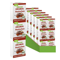 FRECHE FREUNDE Organické rozinky, Trockenfrüchte bez Zucker, bez Zusatzstoffe, ungeschwefelt, v malém Snackboxen, Sultaninen für Kinder, 20er Pack, 20 x (3x14g)