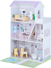 Teamson Kids Casa de păpuși gigantică Olivia's Little World cu 16 accesorii pentru păpuși, casă de păpuși din lemn cu mobilier, cu 3 etaje, casă de păpuși pentru copii de 30 cm, vârste 3+
