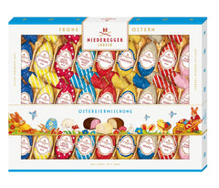 Niederegger | Mix velikonočních vajíček | 1 x 337 g | Velikonoční vajíčka s různými marcipánovými a pralinkovými náplněmi | Poléváno hořkou, mléčnou a bílou čokoládou | velikonoční dárek