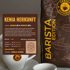 Ormado Coffee House, Capsule de cafea, boabe de cafea Kenya brevetate – amestec Arabica și Robusta, boabe de cafea întregi pentru aparate de cafea complet automate, boabe prăjite, cafea cu corp plin 1 kg, complet automată