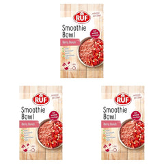 RUF Smoothie Bowl Berry Bunch Oats Snídaňová svačina s ovocem a chia semínky, rychlá a snadná příprava, veganská, 1 sáček x 50 g (balení 3 ks)