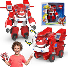 Robot Toys Super Wings - Jett Transformers Autíčka Autíčka Avec Mini Jet Avion Jouets Pour Enfants 3 4 5 Ans, Red Akční figurky Naty Shop Jett A
