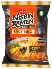 Nissin Ramen Premium - Miso pikantní 10 balení instantních nudlí japonského stylu sušených na vzduchu pro Ramen ve stylu restaurace s jemně pikantní příchutí miso a wakame vloček (10 x 90,7 g)