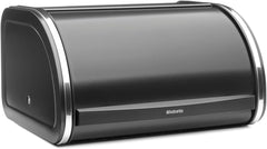 Brabantia roll bread box - Cutie de depozitare compactă pentru pâine, covrigi și rulouri pe blatul de lucru, cu capac plat, oțel durabil - dimensiune medie - negru mat Cutii depozitare alimente Naty Shop
