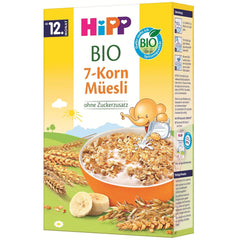 HiPP bio müsli se 7 zrny (8 x 200 g), od 12 měsíců, bez přidaného cukru, extra jemné kousky - snadné žvýkání, nejlepší bio kvalita