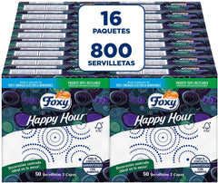 Happy Hour | Șervețele cu două straturi | 16 pachete À 50 bucăți À 33 X 33 Cm | Certificat FSC | 100% energie electrică regenerabilă | Ambalaj reciclabil fabricat din plastic reciclat
